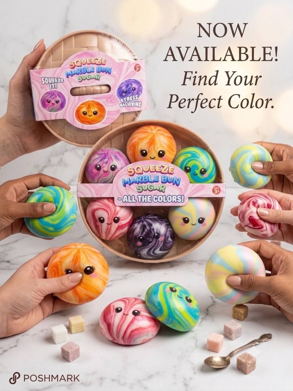 Dumpling feel Squeeze Marble Bun Stress Relief Toy - Sugar - Slow rise